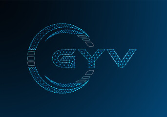 GYV low poly letter logo vector design. GYV lower poly logo design. Low poly logo.