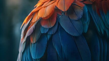Obraz premium Colorful feathers on macaw's tail with vibrant patterns