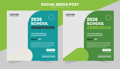 School admission social media post and Instagram post template