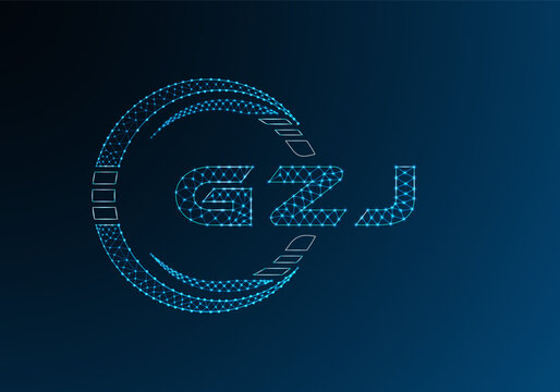 GZJ low poly letter logo vector design. GZJ lower poly logo design. Low poly logo.