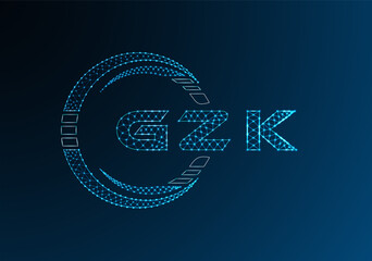 GZK low poly letter logo vector design. GZK lower poly logo design. Low poly logo.