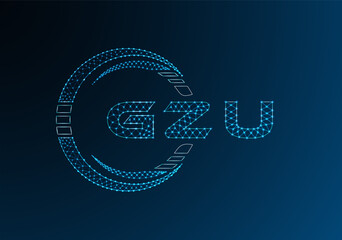 GZU low poly letter logo vector design. GZU lower poly logo design. Low poly logo.