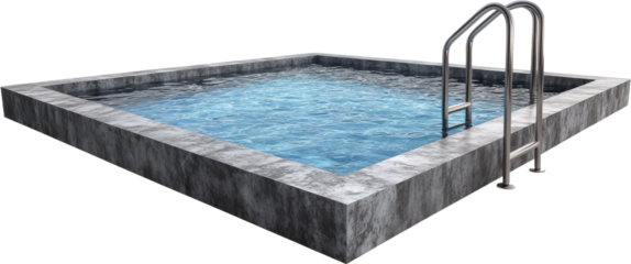 Square Concrete Swimming Pool with Ladder