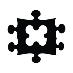 Puzzle Silhouette Clipart on White Background