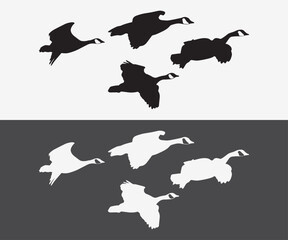 colletion of flying geese silhouette vector illustration art
