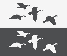 colletion of flying geese silhouette vector illustration art