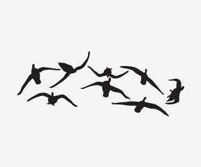 colletion of flying geese silhouette vector illustration art