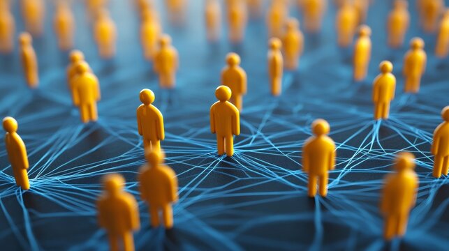 Network connecting many people sharing information through social media