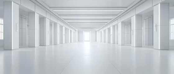 Empty White Modern Corridor