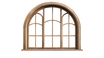 Elegant Window Frame with Arch on White Background for Interior Design Projects