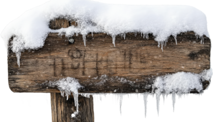 Snowy Wooden Trail Sign