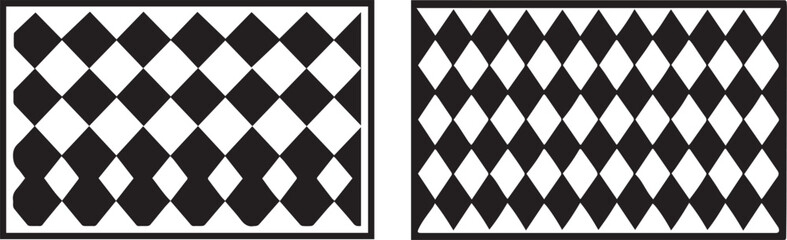 Blue and White Diamond Pattern Vintage Style black 