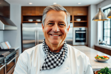 Obraz premium Smiling Chef in Modern Kitchen