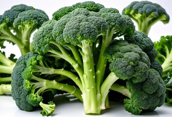 A whole bunch of broccoli on the table together