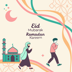 Eid mubarak and  islamic greeting card , poster, banner design, abstract vector illustration design