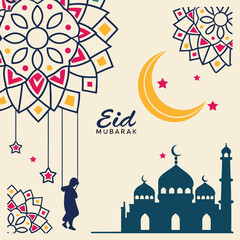 Eid mubarak and  islamic greeting card , poster, banner design, abstract vector illustration design