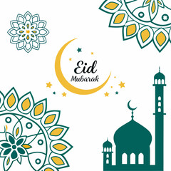 Naklejka premium Eid mubarak and islamic greeting card , poster, banner design, abstract vector illustration design