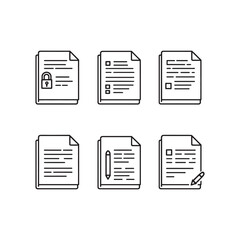 Professional Contract Document Icon Line Art Drawing