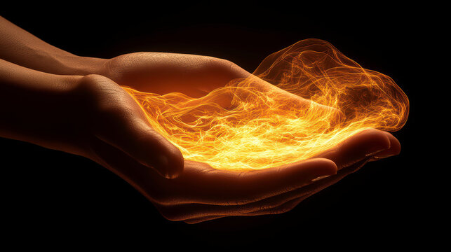 Holding Light With Cosmic Energy In Human Hands