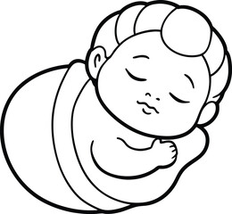 Baby sleeping line art