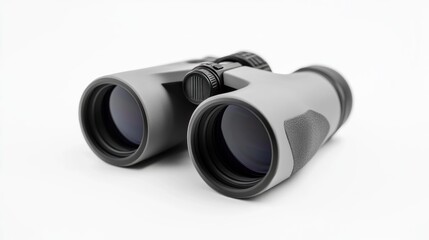 Gray binoculars on white background