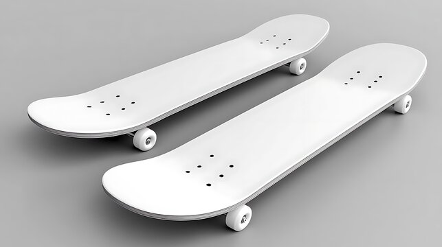 Two white skateboards, studio shot (1)