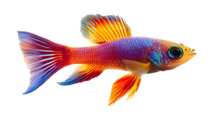 Vibrant Colorful Fish on White Background, Side View for Adobe Stock Photos