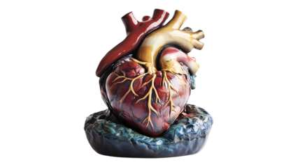 Detailed Human Heart Anatomy Model on White Background