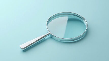 Modern magnifying glass on light blue background