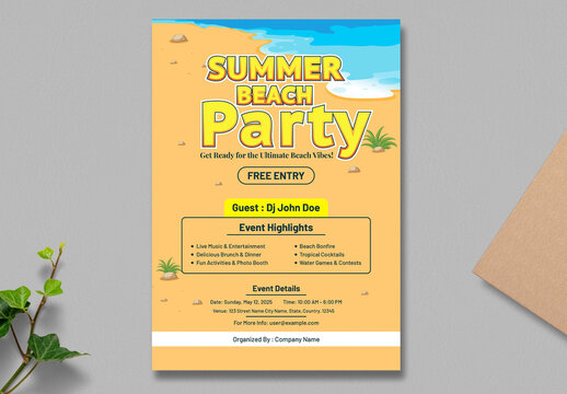 Beach Party Event Flyer For Summer Season