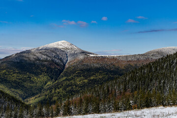 mountain peak covered with fresh snow