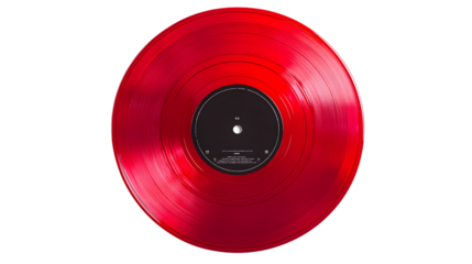 Red Plastic Vinyl LP Record Isolated on White Background