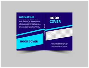 Book Cover Annual Report Template Blue Design Magazine notebook Vector Illustration