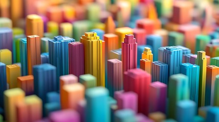Obraz premium Colorful Architectural Blocks Abstract Cityscape for Creative Designs and Visuals