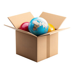 Shipping box with global delivery labels