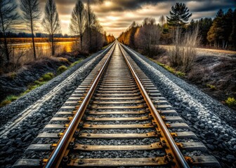 Black and White Railway Portrait Photography: Vertical Image of Train Tracks, Railroad, Steam Train, Vintage Railroad, Railway Scene