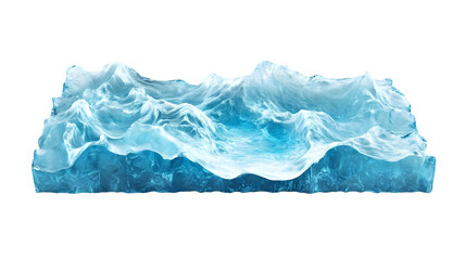 Fototapeta premium Blue Water Surface with Waves Isolated on White Background - Serene Sea Texture