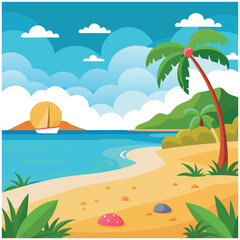 Fototapeta premium beach tree illustration