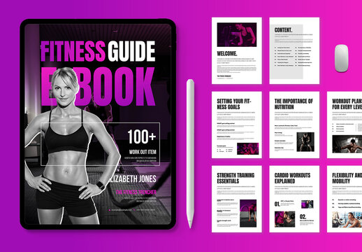 Modern Health and Workout Digital Guide Layout with Training Plans