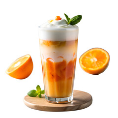 Fototapeta premium Iced fruit cocktail with lemon, lime, and fresh mint in a glass