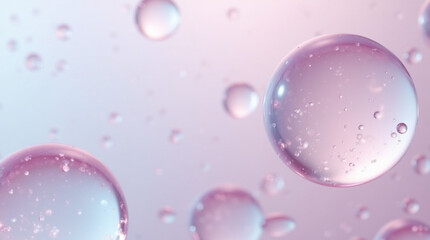 Close-Up of Ethereal Transparent Spheres Floating in a Soft Gradient Space – Microphotography of Light Refractions and Surface Details