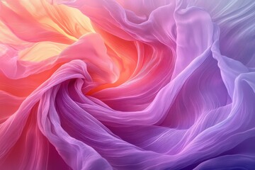 Fototapeta premium Flowing aurora in pink and lavender with feathered edges and soft texture on white, fluid elegance and celestial movement evoke dreamlike calm