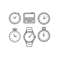 Simple Elegant Line Drawing of Analog Timepiece