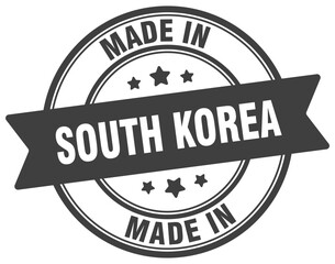 Made in South Korea round sign. Made in South Korea stamp.