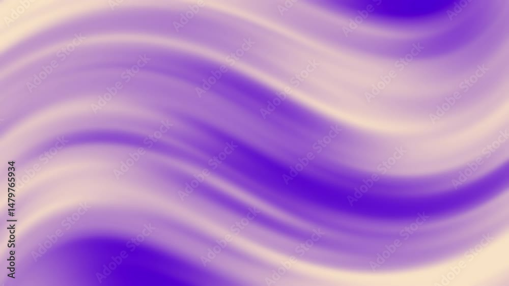 Poster soft wavy lines in pastel violet and cream create a soothing abstract background with gentle motion,