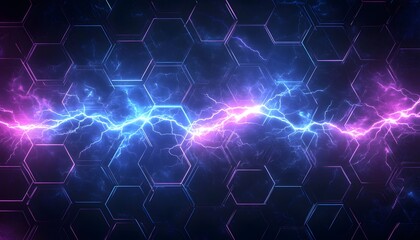 Abstract design with vibrant energy and hexagon grid.