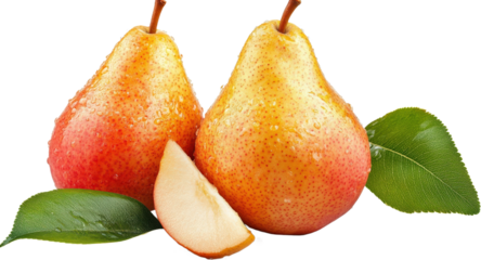 Fresh Pears with Leaves