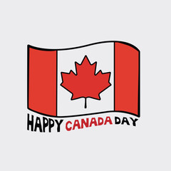 Fototapeta premium A classic vector image of the Canadian flag with shading and Happy Canada Day text, great for national design assets, banners, or digital celebrations