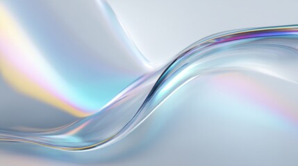 Fluid motion of translucent material under soft light showcasing iridescent hues and gentle curves