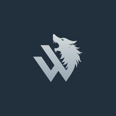 Wolf Howling Logo with Letter W